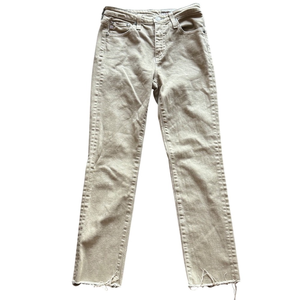 AG Adriano Goldschmied The Isabelle High Rise Straight Crop Tan Beige Jeans 24R